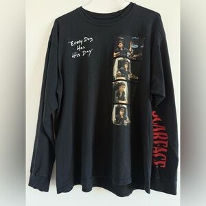 Urban Outfitters Black Long Sleeve Tee with Red and White Graphics